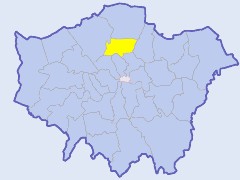 Map of London showing location of the London borough of Haringey
